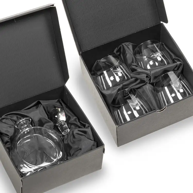 Bonello Round Decanter 24 oz and 4 Whisky Glasses Garland #2
