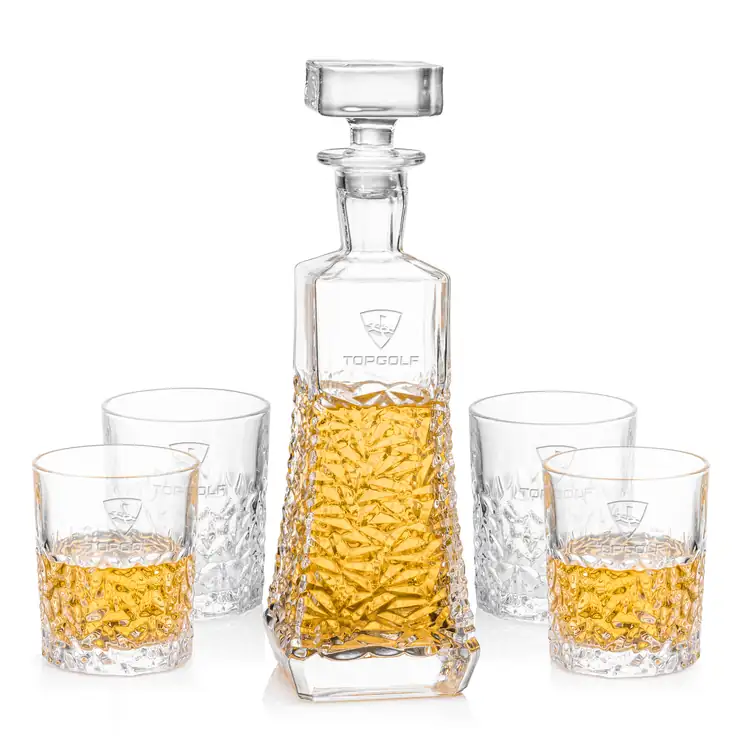 Burnell Decanter 24 oz and 4 Whisky Glasses