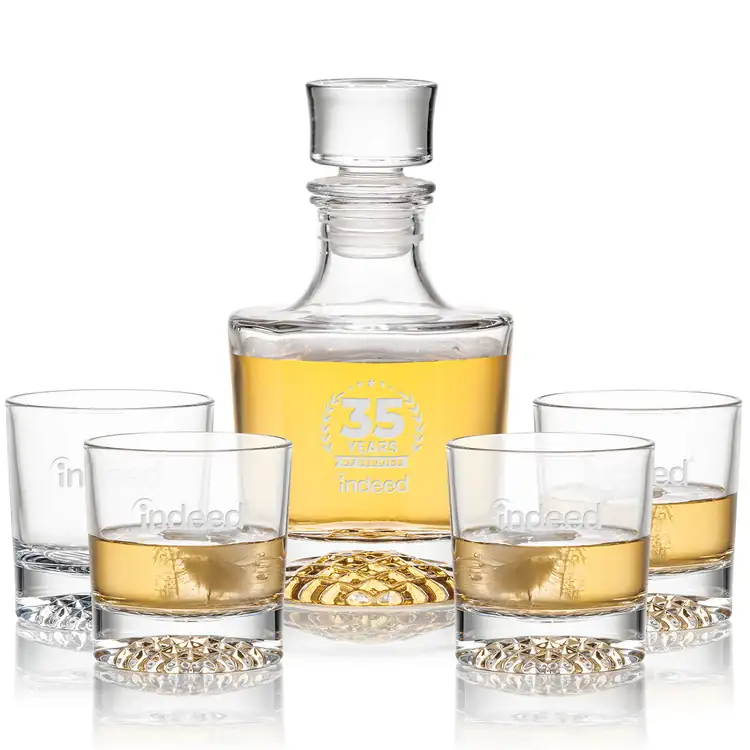 Buxton Decanter 30 oz and 4 Whisky Glasses