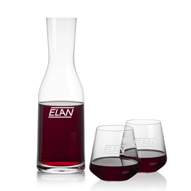 Caldmore 40 oz Carafe and 2 Cannes Stemless Wine Glasses Set