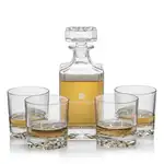 Cassidy Decanter 24 oz and 4 Whisky Glasses