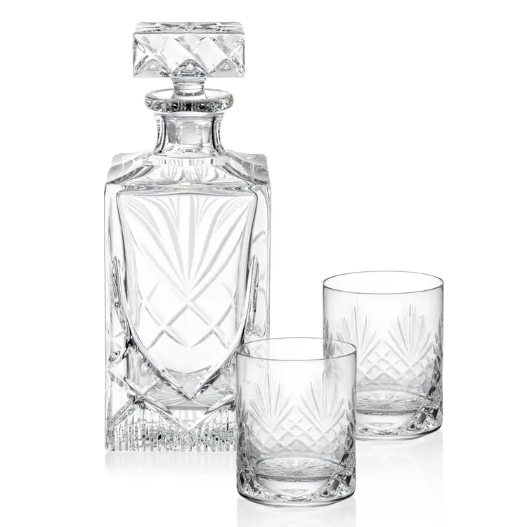 Cavanaugh Square Decanter 28 oz and 2 Whisky Glasses #2