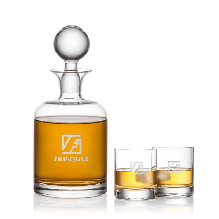 Dresden Decanter 33 oz and 2 Whisky Glasses