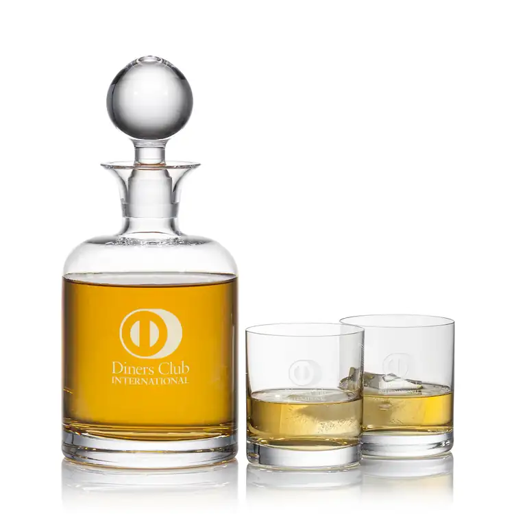 Franca Decanter 33 oz and 2 Whisky Glasses