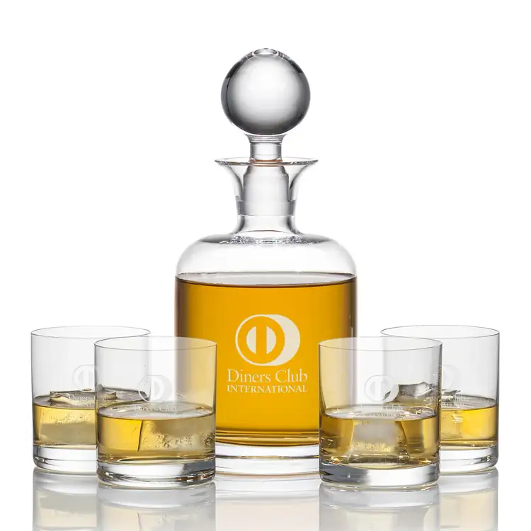 Franca Decanter 33 oz and 4 Whisky Glasses