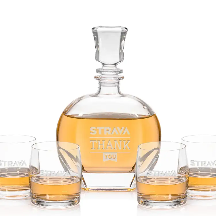 Glendale Decanter 28 oz and 4 Whisky Glasses Valemount