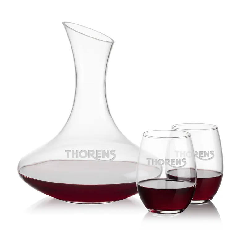 Hampton 60 oz Carafe and 2 Stanford Stemless Wine Glasses Set