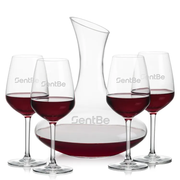 Hampton 60 oz Carafe and 4 Mandelay Wine Glasses Set
