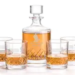 Heceta Decanter 28 oz and 4 Whisky Glasses