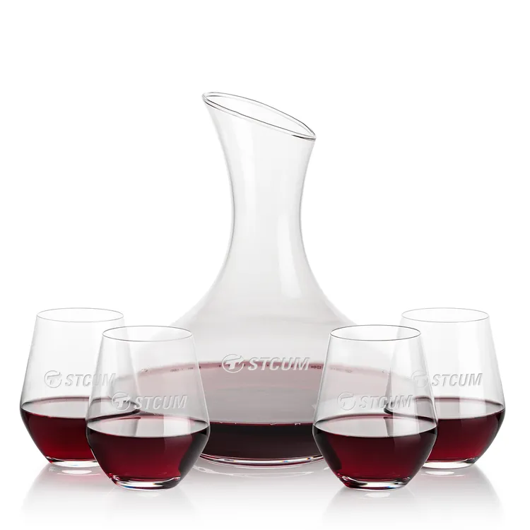Innisfil 50 oz Carafe and 4 Reina Stemless Wine Glasses Set