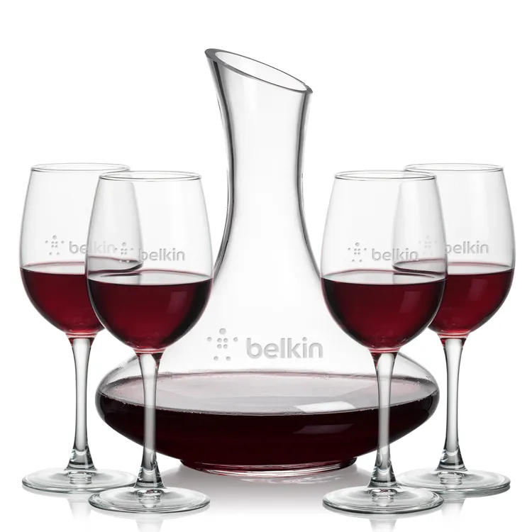 Kanata 50 oz Carafe and 4 Connoisseur Wine Glasses Set