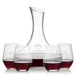 Kanata 50 oz Carafe and 4 Mandelay Stemless Wine Glasses Set