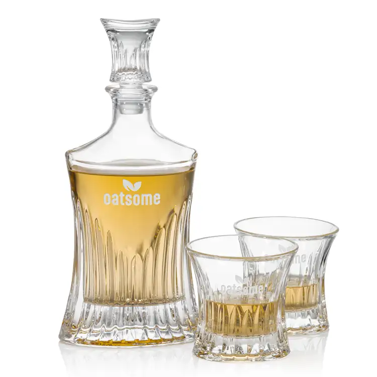 Langstaff Decanter 24 oz and 2 Whisky Glasses