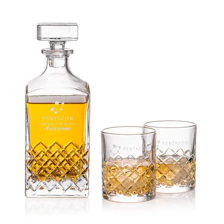 Longford Decanter 32 oz and 2 Whisky Glasses