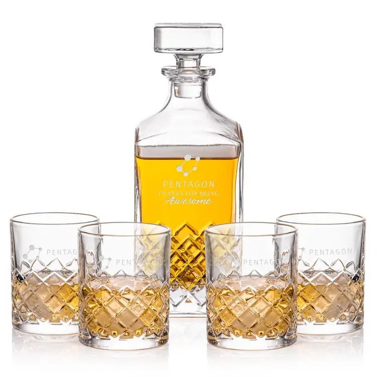 Longford Decanter 32 oz and 4 Whisky Glasses