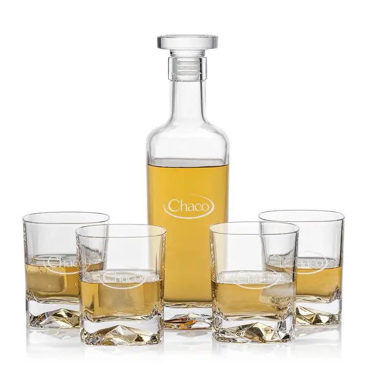 Lucinde Decanter 24 oz and 4 Whisky Glasses