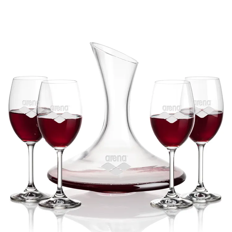 Madagascar 42 oz Carafe and 4 Naples Wine Glasses Set