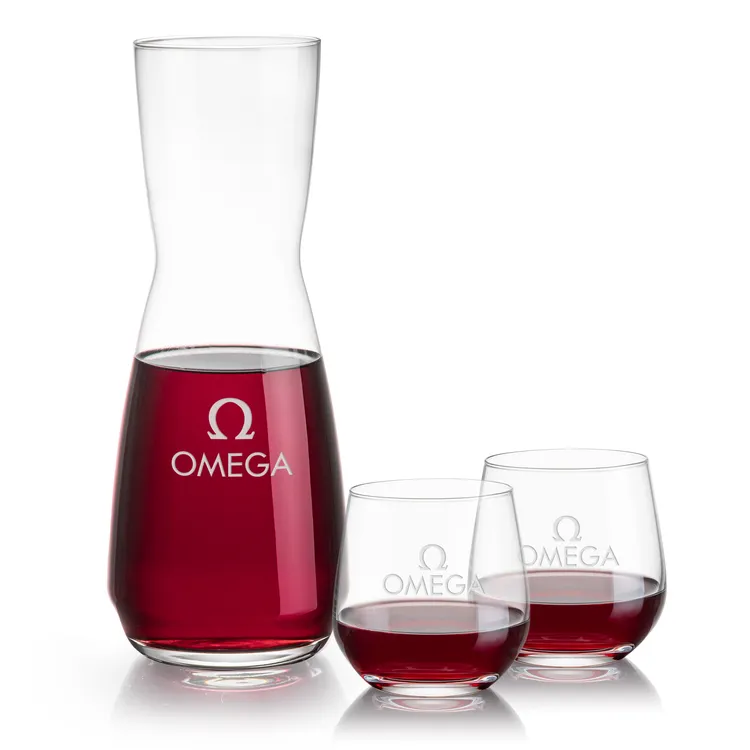 Mason 25 oz Carafe and 2 Garland Stemless Wine Glasses Set