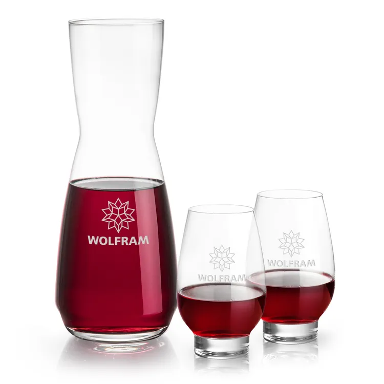 Ensemble carafe Mason 25 oz et 2 verres à vin sans pied Glenarden