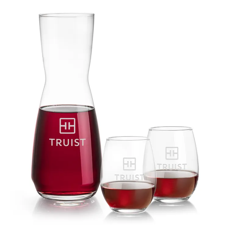 Mason 25 oz Carafe and 2 Stanford Stemless Wine Glasses Set