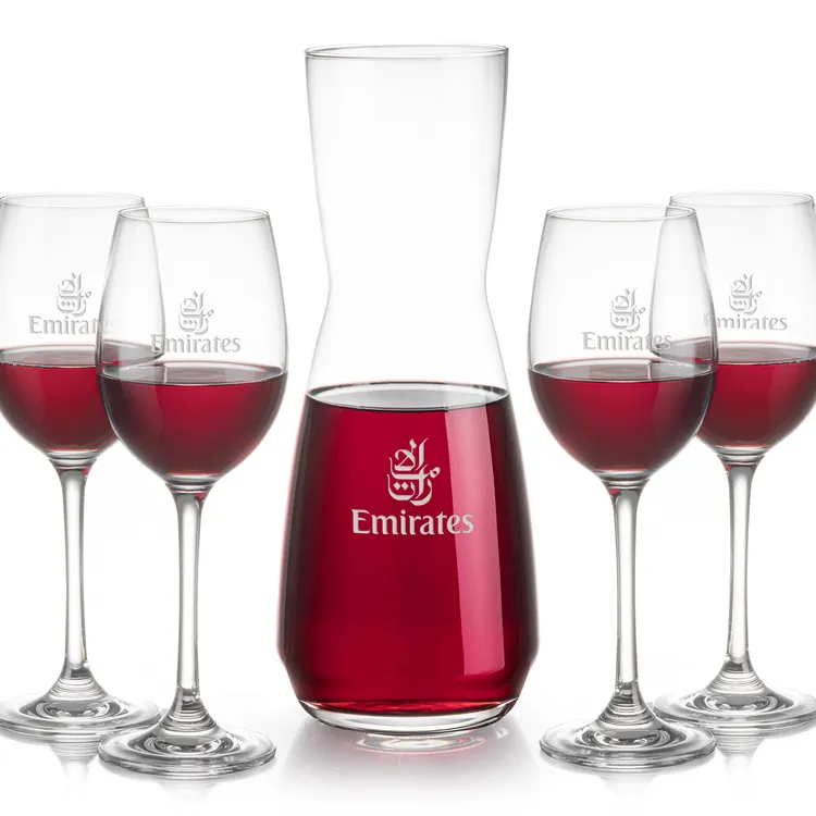 Mason 25 oz Carafe and 4 Burlington Wine Glasses Set