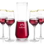 Mason 25 oz Carafe and 4 Tucson Wine Glasses With Gold Rims Set