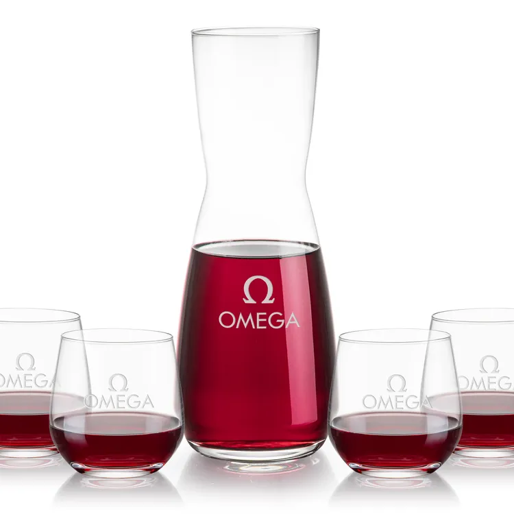 Mason 25 oz Carafe and 4 Garland Stemless Wine Glasses Set