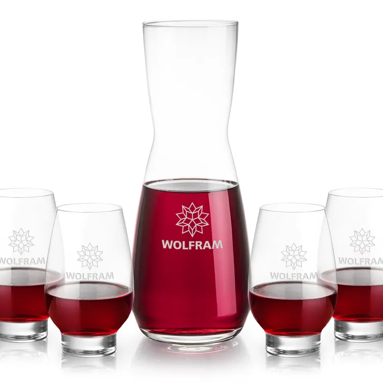 Ensemble carafe Mason 25 oz et 4 verres à vin sans pied Glenarden