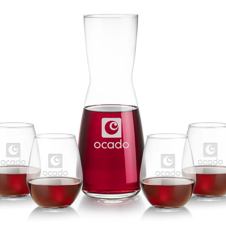 Mason 25 oz Carafe and 4 Ossington Stemless Wine Glasses Set