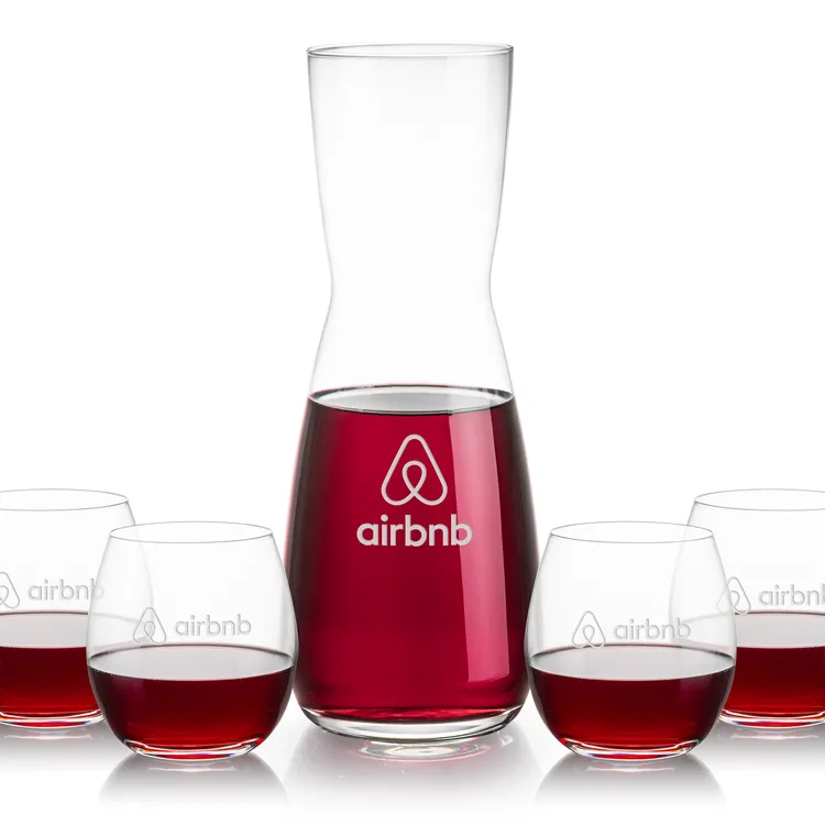 Mason 25 oz Carafe and 4 Redmond Stemless Wine Glasses Set