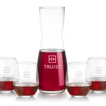 Mason 25 oz Carafe and 4 Stanford Stemless Wine Glasses Set