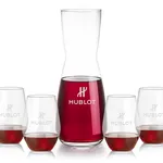 Mason 25 oz Carafe and 4 Vale Stemless Wine Glasses Set