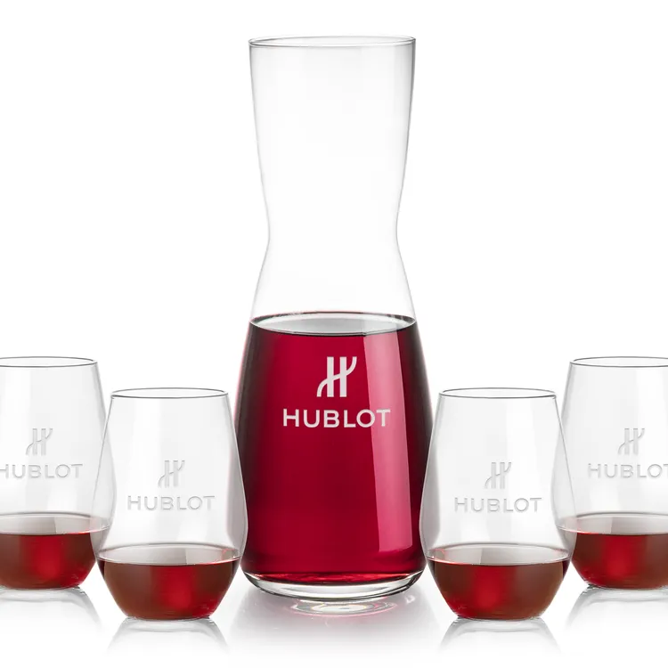 Ensemble carafe Mason 25 oz et 4 verres à vin sans pied Vale