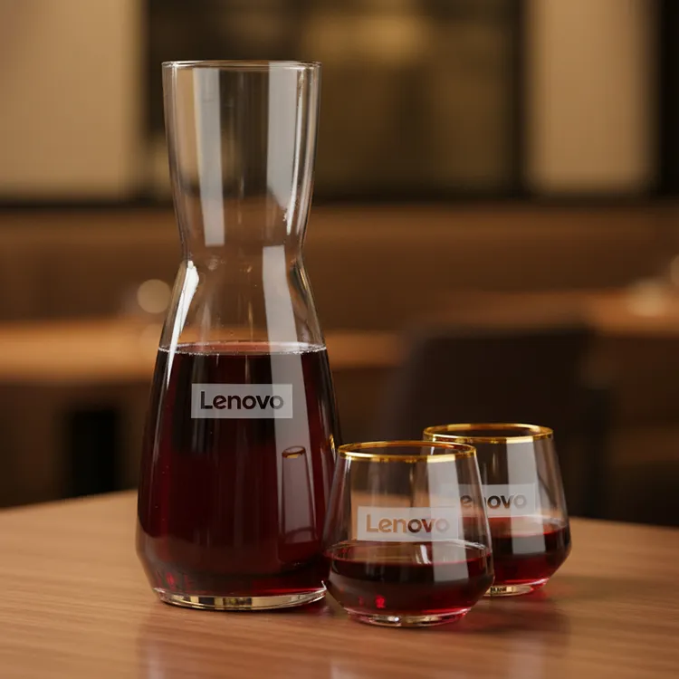 Ensemble carafe Mason 25 oz et 4 verres à vin sans pied à bord doré Tucson #3