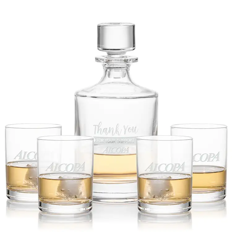 Monterey Decanter 30 oz and 4 Whisky Glasses