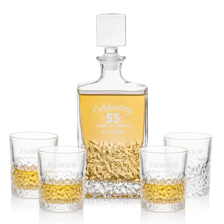 Oakham Decanter 25 oz and 4 Whisky Glasses