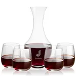 Oldham 50 oz Carafe and 4 Crestview Stemless Wine Glasses Set