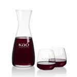 Portofino 30 oz Carafe and 2 Hogarth Stemless Wine Glasses Set