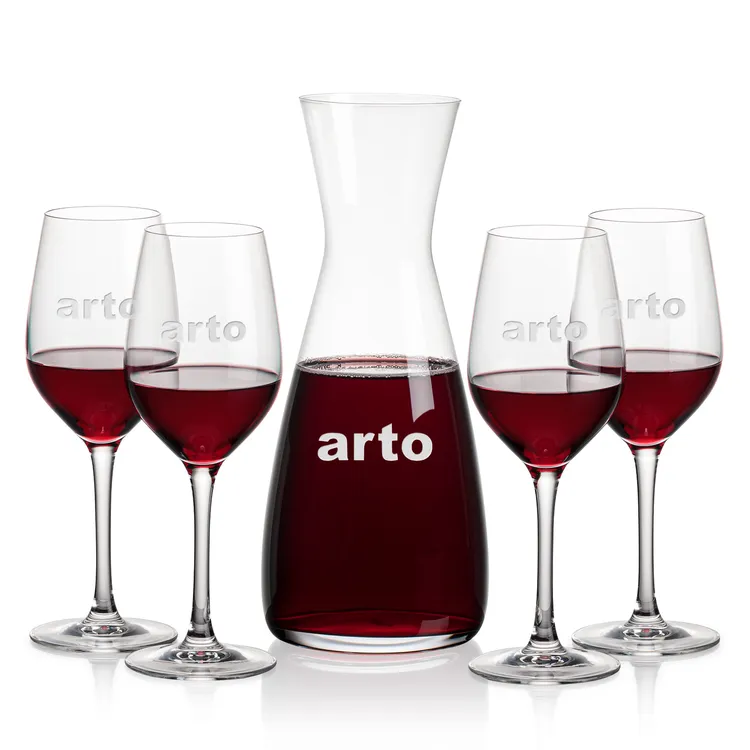 Portofino 30 oz Carafe and 4 Lethbridge Wine Glasses Set