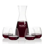 Portofino 30 oz Carafe and 4 Hogarth Stemless Wine Glasses Set