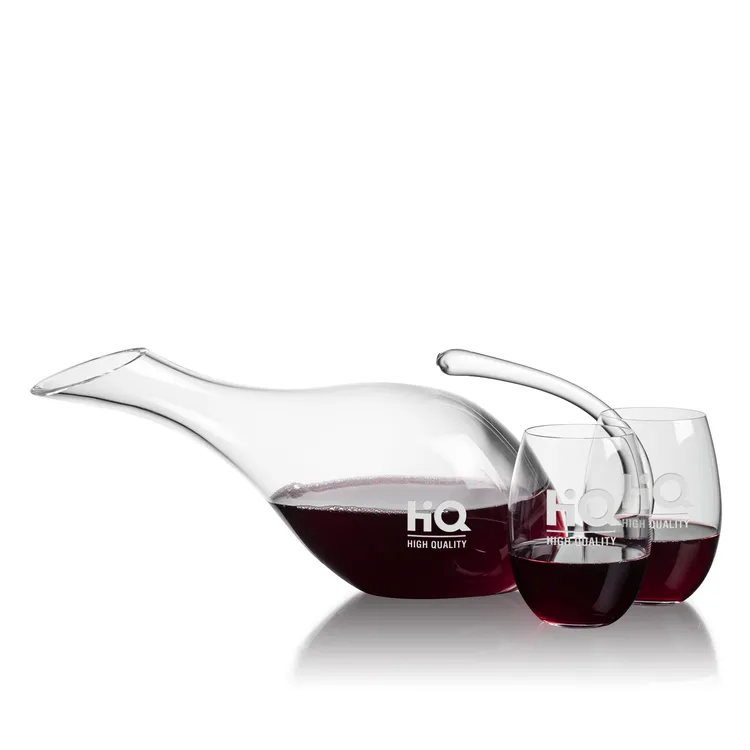 Reyna 48 oz Carafe and 2 Carlita Stemless Wine Glasses Set