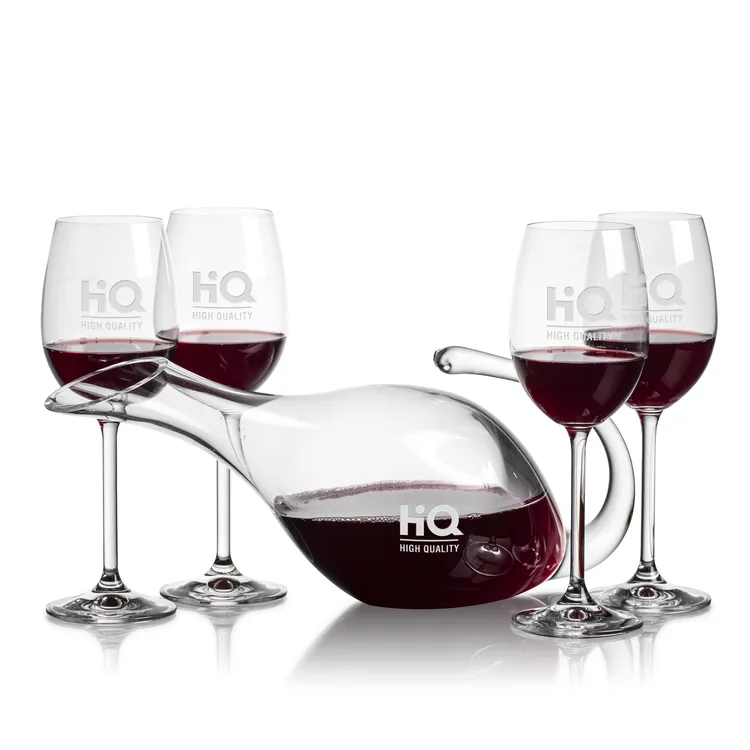 Reyna 48 oz Carafe and 4 Woodbridge Wine Glasses Set