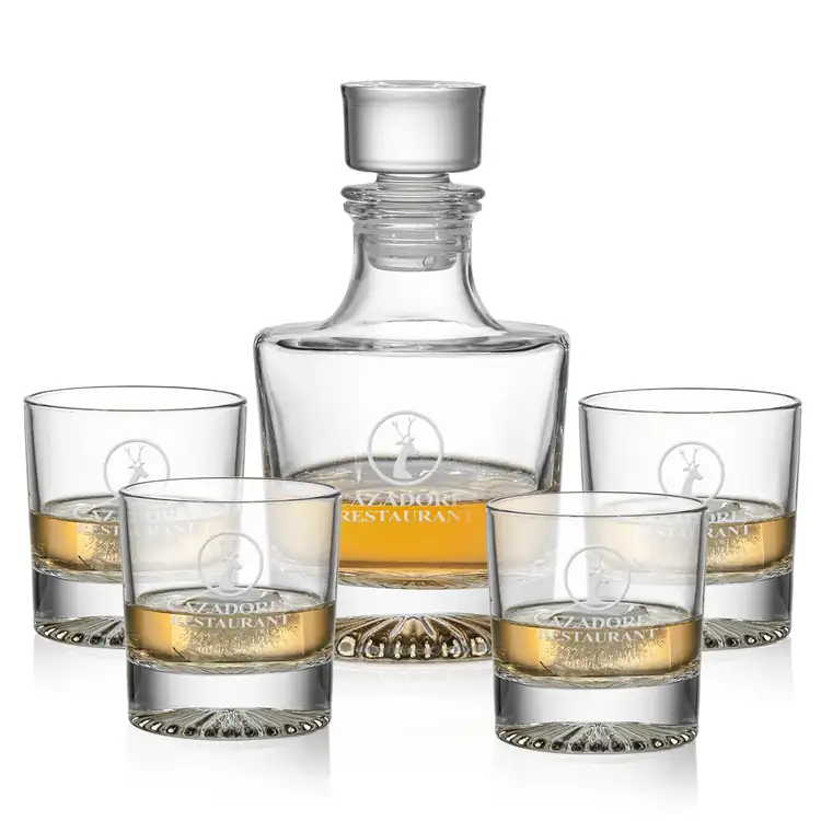 Romford Decanter 24 oz and 4 Whisky Glasses