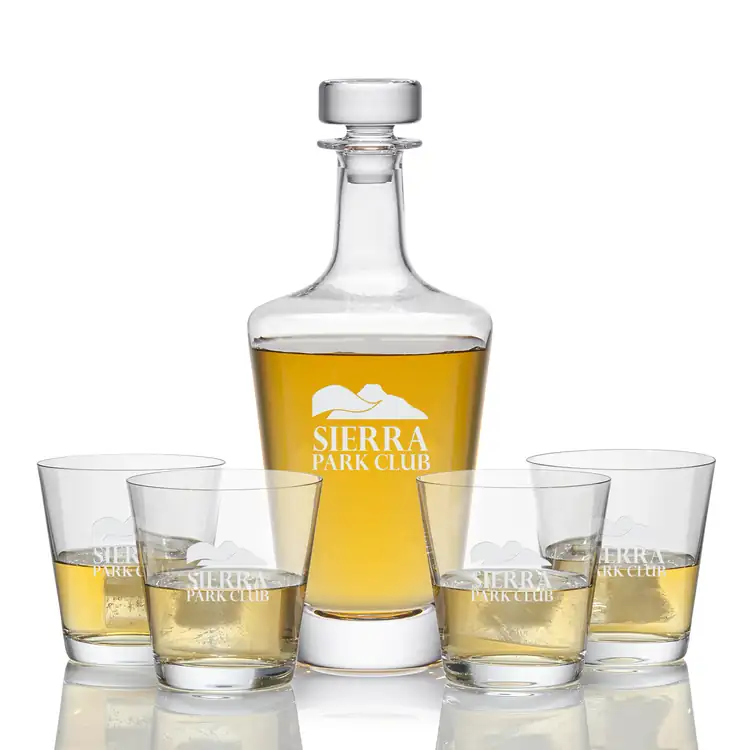 Salzberg Decanter 25 oz and 4 Whisky Glasses