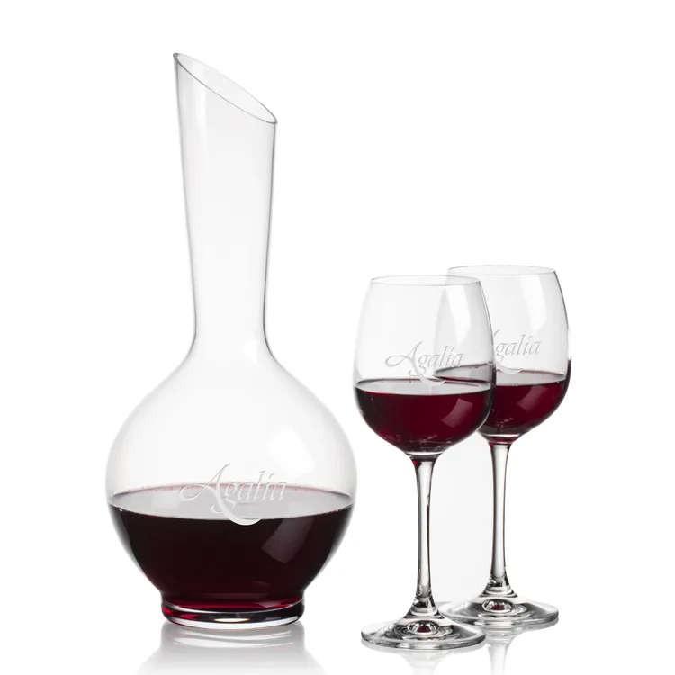 Sanguine 25 oz Carafe and 2 Danforth Wine Glasses Set