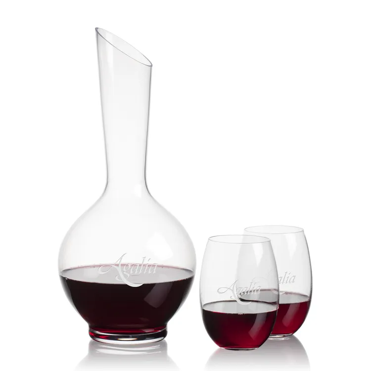 Ensemble carafe Sanguine 25 oz et 2 verres à vin sans pied Carlita