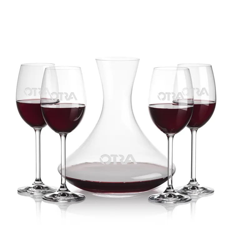Senderwood 48 oz Carafe and 4 Woodbridge Wine Glasses Set