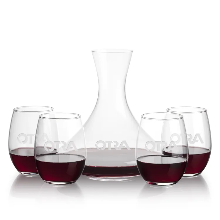 Ensemble carafe Senderwood 48 oz et 4 verres à vin sans pied Stanford