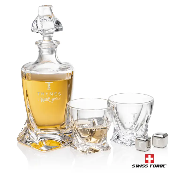 Ensemble carafe Seneca 25 oz, 2 verres 10 oz et cubes à whisky de Swiss Force