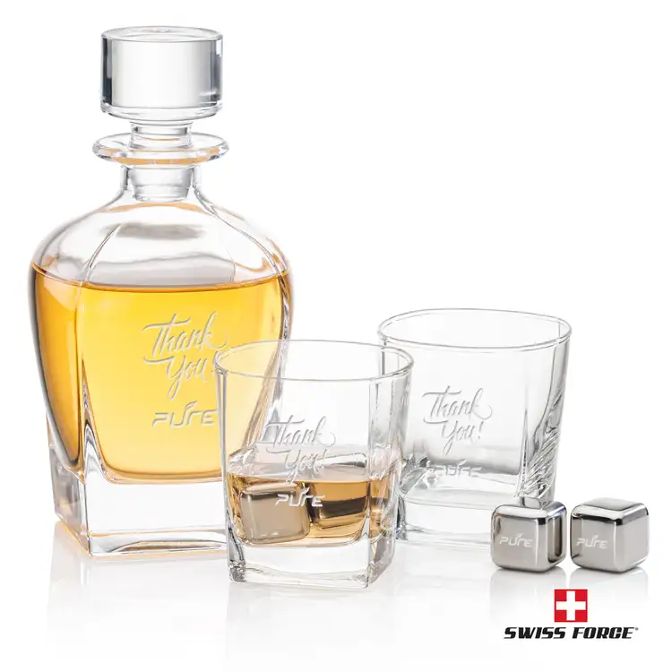 Ensemble carafe Sterling 24 oz, 2 verres 10 oz et cubes à whisky de Swiss Force